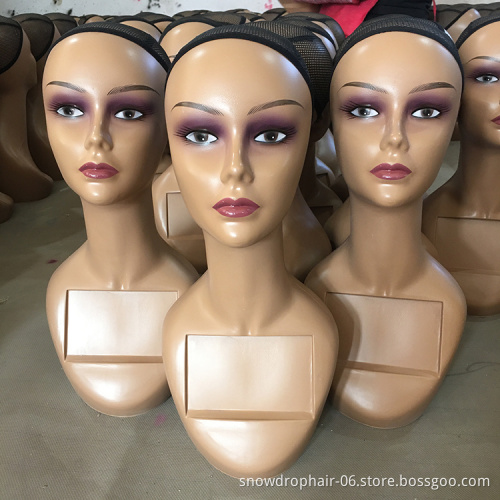 Wholesale mannequin head and stand realistic smiling head shoulder female women model african mannequin head